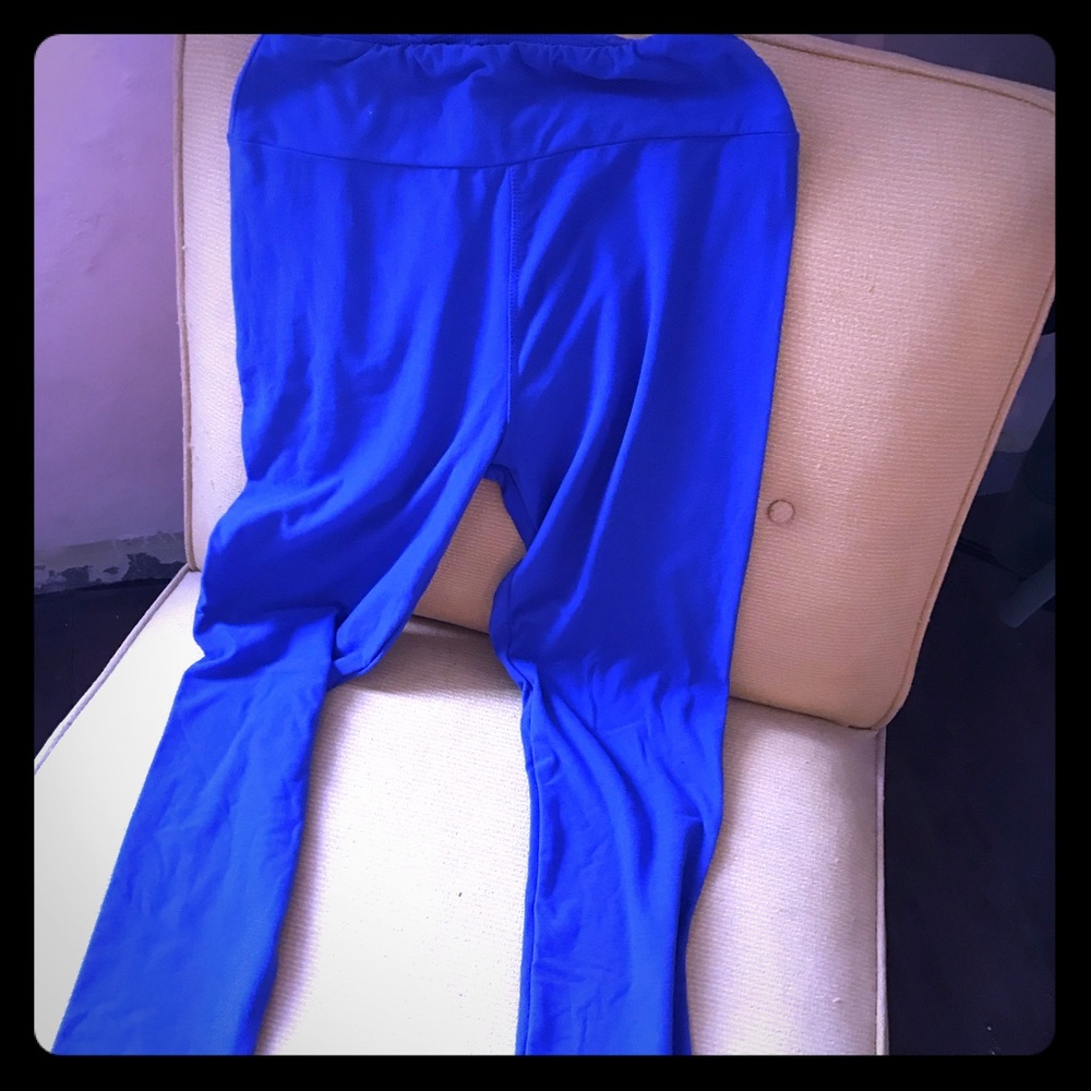 Lula Roe bright blue leggings super soft